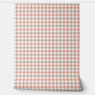 Papier peint gris rose rayure plaid style rétro