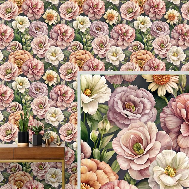 Papier Peint Gros Gras & Beau Rose Mauve Orange Blanc (Créateur téléchargé)