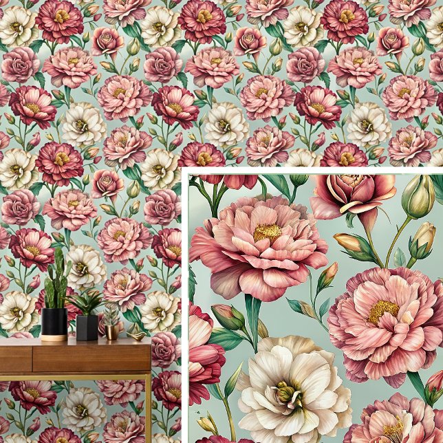 Papier Peint Gros Gras & Belles Fleurs Douces Rose Clair (Créateur téléchargé)