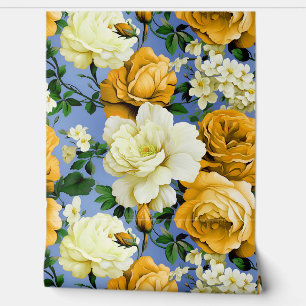 Papier Peint Grosse Fleur de rose jaune rétro