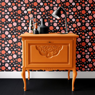 Papier Peint Halloween à pois noir et orange