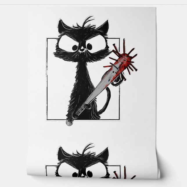 Papier Peint Halloween de baseball de chat noir (Déroulement)