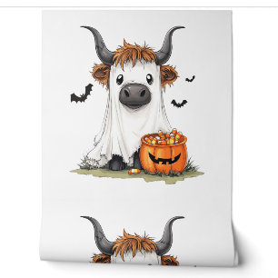 Papier Peint Halloween Ghost Highland Cow PNG