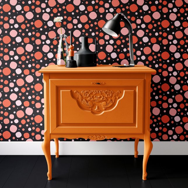 Papier Peint Halloween Polka noir et orange (Créateur téléchargé)