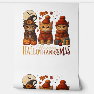Papier Peint Halloween Thanksgiving Noël Happy HalloThanks