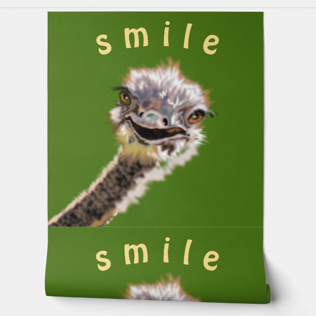 Papier Peint Happy Ostrich Smile Text Drôle (Déroulement)