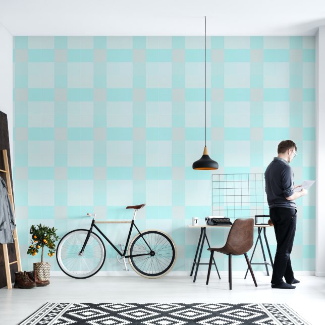Papier Peint Harmonie Bleue Minimaliste  (Salon)