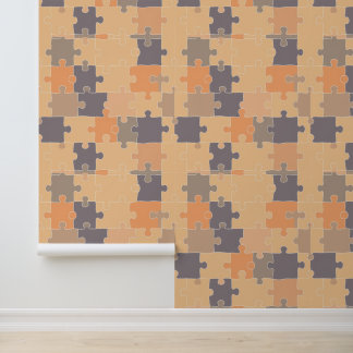 Papier Peint Harmonie d'automne : Motif de puzzle dans des neut