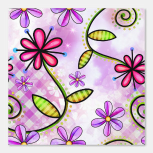 Papier Peint Holographique Arc-en-ciel - Collage floral