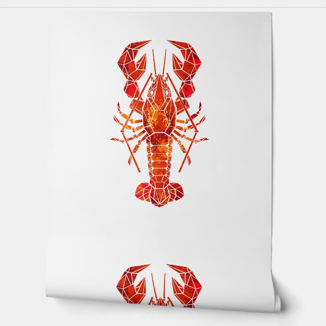 Papier Peint Homard polygonal rouge (Déroulement)