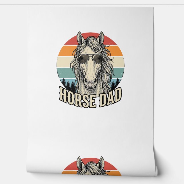 Papier Peint Horse Dad Vintage Sunset Engraving Vector Design_1 (Déroulement)