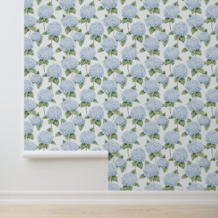 Papier Peint Hortensias bleus Floral Grand-mère Côtière