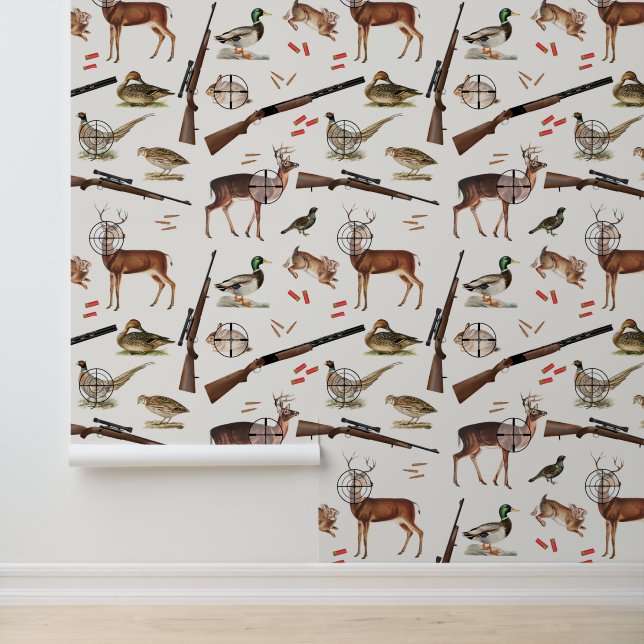 Papier Peint Hunting Wildlife Outdoorsman Pattern Mancave (Application)
