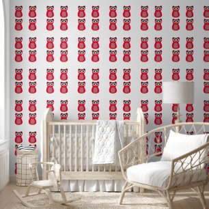Papier Peint Illustration de chouette rose mignonne