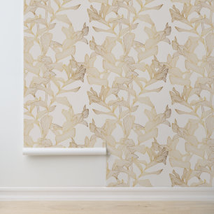 Papier Peint Illustration de la ligne d'or exotique tropicale.