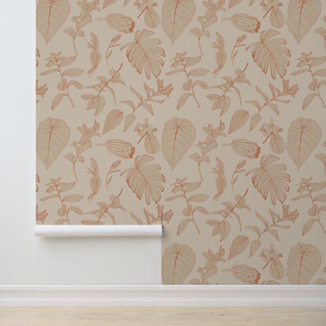 Papier Peint Illustration de la ligne tropicale exotique. (Application)