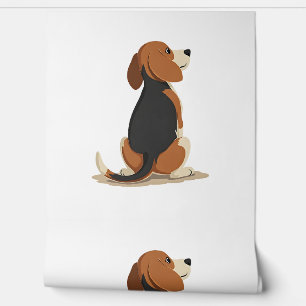 Papier Peint Illustration de vue arrière de chien Beagle vintag