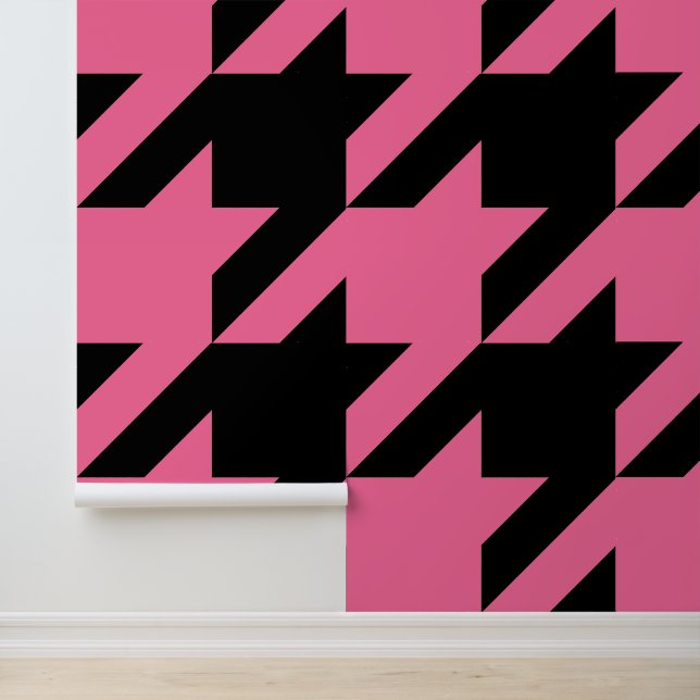Papier Peint Immense Houndstooth en français rose et noir (Application)