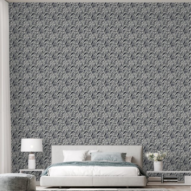 Papier Peint Impression de zèbre noir et blanc (Chambre à coucher)