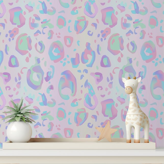 Papier Peint Impression léopard holographique rose déclaration (Créateur téléchargé)