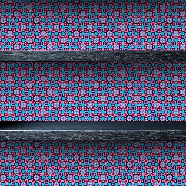 Papier Peint Impression mince géométrique en verre tendu (Stained Glass Geometric Tiny Print Wallpaper on  Shelf)