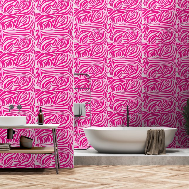 Papier Peint Impression zèbre rose (Salle de bain)