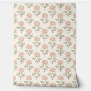 Papier Peint Imprimé floral de pivoine bloc vintage cottage ros
