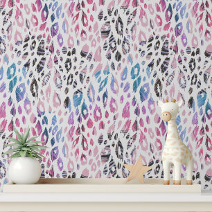 Papier Peint Imprimé léopard rose violet Moderne Maximaliste
