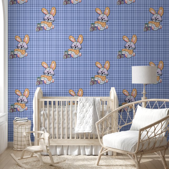 Papier Peint Infirmière personnalisée Plaid Bleu - Lapin (Enfants)
