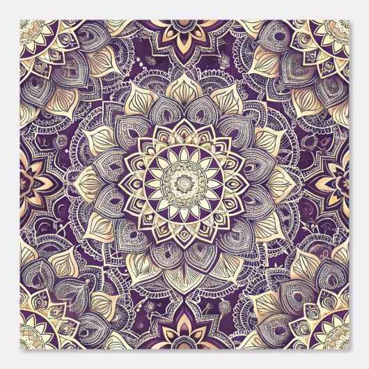 Papier Peint Intricate Royal Purple and Gold Mandala Pattern (Recto)