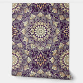 Papier Peint Intricate Royal Purple and Gold Mandala Pattern (Déroulement)