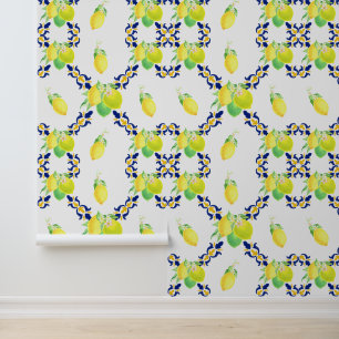 Papier Peint Italien Majolica Style Citron Carrelage Motif