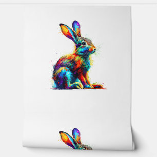 Papier Peint Jacklapin de lapin d'art à éclaboussures colorées