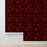 Jacquard rouge et noir corbeau victorien gothique