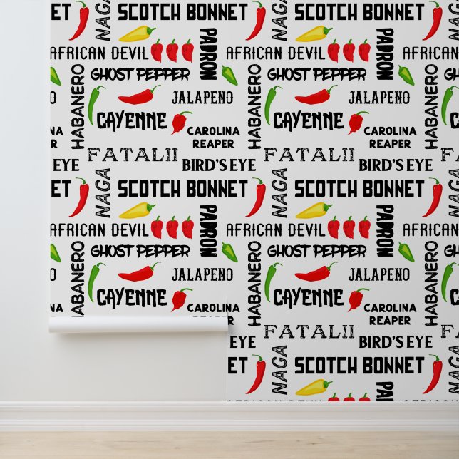 Papier Peint Jamaïcain Restaurant Motif piment épicé (Application)