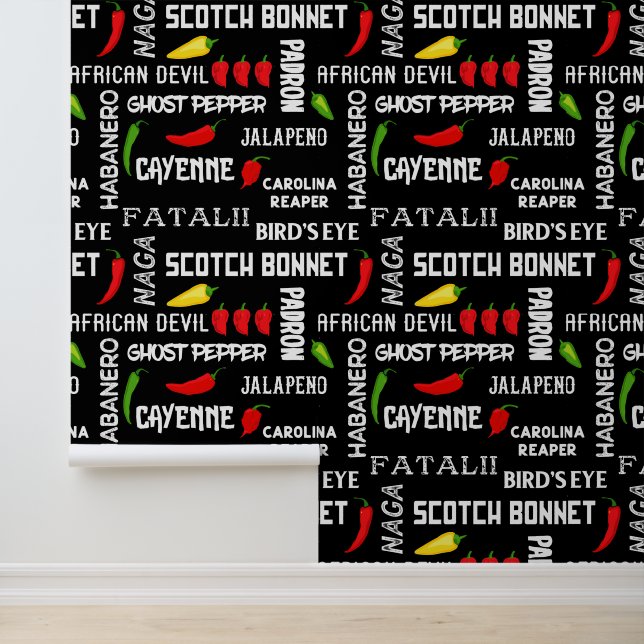 Papier Peint Jamaïcain Restaurant Motif piment épicé (Application)