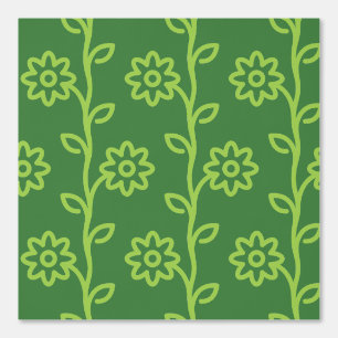 Papier Peint Jardin à fleurs plates vertes Motif