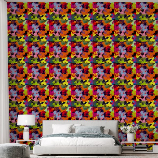 PAPIER PEINT JARDIN DE FLEURS ABSTRAIT (Chambre à coucher)