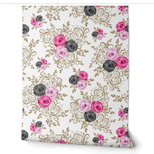 Papier Peint Jardin de Rose Dorée