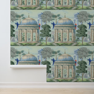 Papier Peint Jardin de temple grec ancien Macaw Bird Pixie Vert
