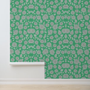 Papier Peint Jardin d'Emeraude : Modèle floral blanc blanc