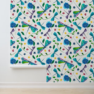 Papier Peint Jardin des libellules Fbattent en blanc