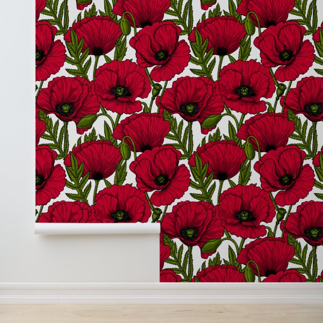 Papier Peint Jardin Red Poppy 2 (Application)