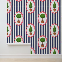 Jardin Topiaire Cabine Rayée Navy Autocollant