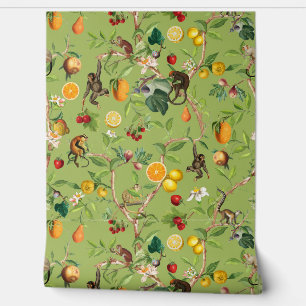 Papier Peint Jardin tropical Vintage de singes Chinoiserie