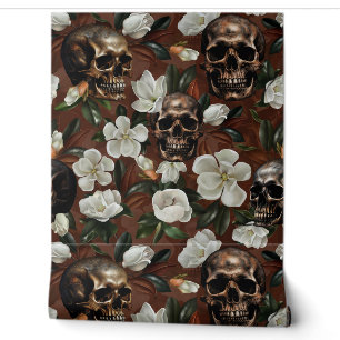 Papier Peint Jardin vintage Mystique Du Crâne Et De La Camellie