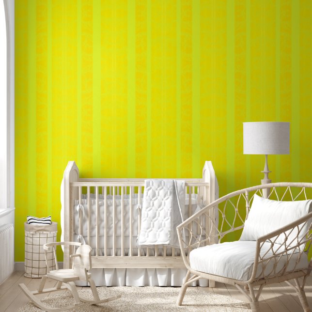 Papier Peint Jaune clair et chaux rayées - Oriental (Enfants)