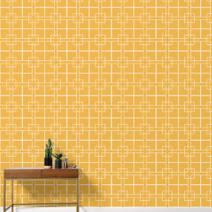 Papier Peint Jaune or et ivoire croix petit motif