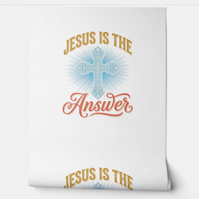 Papier Peint Jésus est la réponse Croix chrétienne Vector Desig (Déroulement)