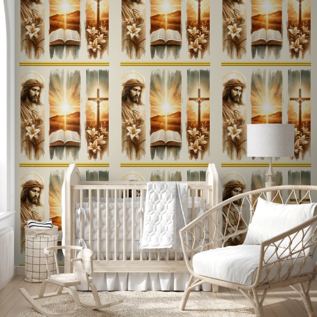 Papier Peint Jésus Lumière Divine Art Religieux (Enfants)